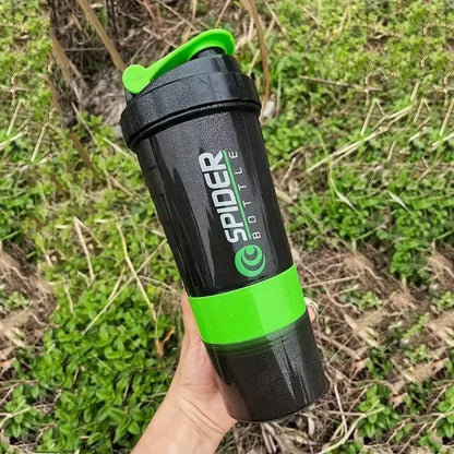 3 Layer Shaker Bottle Protein Mixing Shake Cup Sports Fitness Water Cup 550Ml Scaled Plastic Water Bottles with Medicine Box