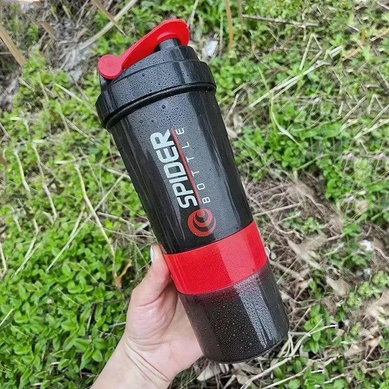 3 Layer Shaker Bottle Protein Mixing Shake Cup Sports Fitness Water Cup 550Ml Scaled Plastic Water Bottles with Medicine Box