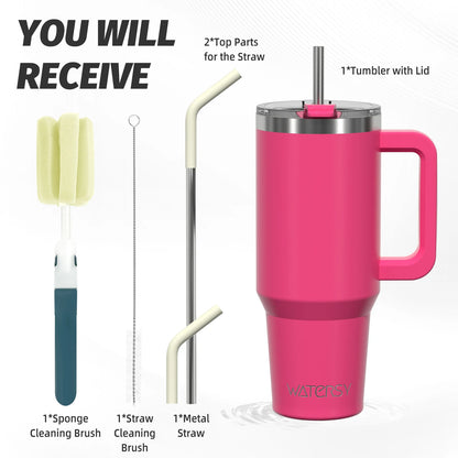 591Ml Stainless Steel Insulated Cup 20Oz Tumbler with Handle and Straw Keep Cold and Hot Thermal Mug Portable Car Travel Mug
