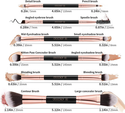 Makeup Brushes 6Pieces Double Sided Makeup Brushes Set Professional Foundation Eyeshadow Travel Make up Brushes Kits