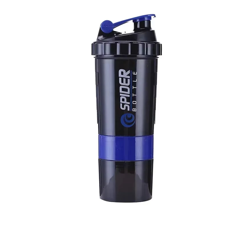 3 Layer Shaker Bottle Protein Mixing Shake Cup Sports Fitness Water Cup 550Ml Scaled Plastic Water Bottles with Medicine Box