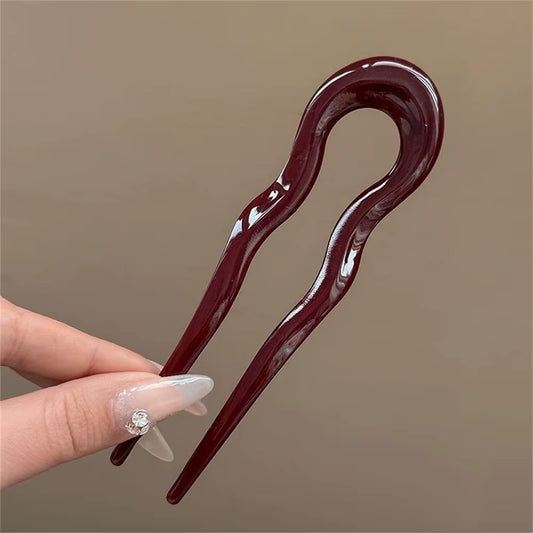 U-Shaped Hair Fork Fashion Tortoiseshell Acetate Acrylic Hairpin Geometric Headwear Hair Sticks Women Girls Hair Accessories