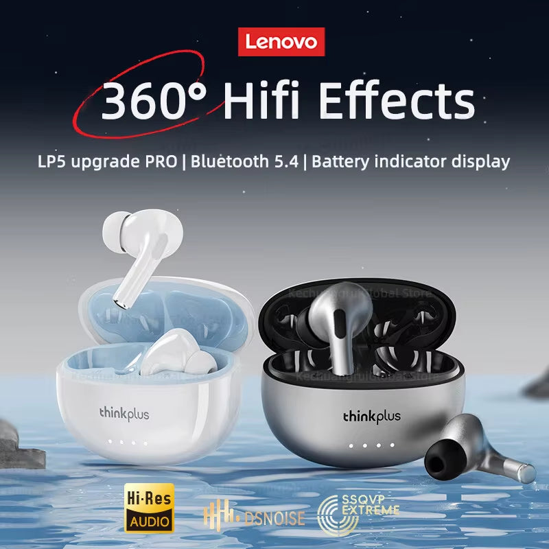 LP5 PRO Wireless Bluetooth 5.4 Earphones TWS Hifi Sound Gaming Earbuds Lp5Pro Sport Headset Long Standby Touch Control