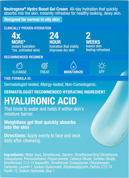 Hydro Boost Gel Cream Face Moisturizer - Oil-Free Facial Cream with Hyaluronic Acid 47Ml