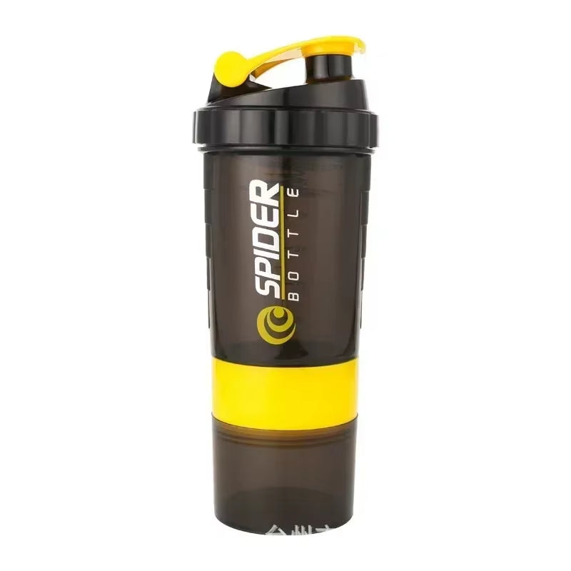 3 Layer Shaker Bottle Protein Mixing Shake Cup Sports Fitness Water Cup 550Ml Scaled Plastic Water Bottles with Medicine Box