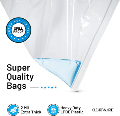 12 Large Storage Bags with Zipper Top - 3 Gallon Size, 16" X 18", Extra Large Plastic for Clothes, Travel, Moving, Large Reusable Freezer Bags, Bpa-Free, 2-Mil Thick